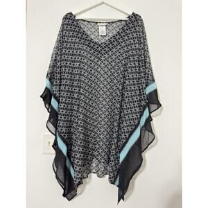 NWT Michael Kors Women's Chain Print Sheer Chiffon Tunic M/L Geometric Blouse